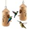 SKUSHOPS 2 Packs Humming Bird Houses for Outside Wooden Hanging Bird Nest Feeder Hand Patio Garden Craft Ornament Decoration